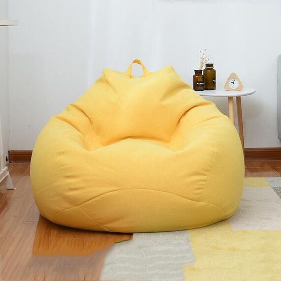 Fodera in tessuto per sedia a sacco per divano pigro, dimensioni: 90x110 cm (giallo mais)