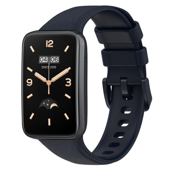 Per cinturino in pelle Xiaomi Mi Band 7 Pro Litchi Texture (blu scuro)