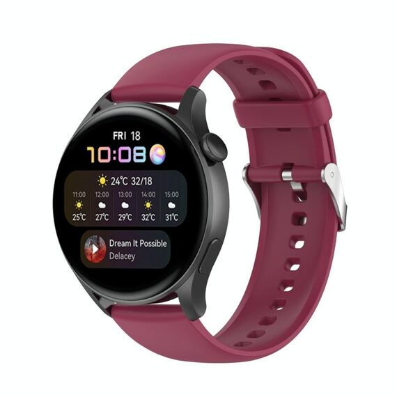 Per Huawei Watch3 Pro Nuovo cinturino in silicone morbido a tinta unita (rosso vino)