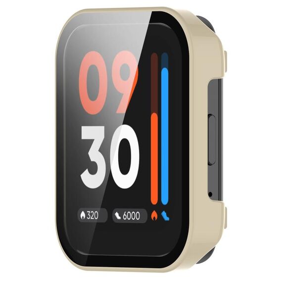 Per Realme Watch 3 Custodia per PC con pellicola in vetro temperato (bianco avorio)