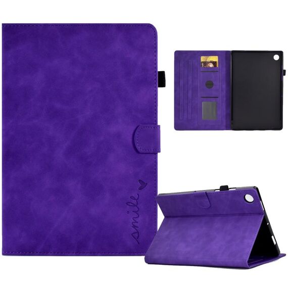 Per Lenovo Tab M10 Plus 3a generazione 10.6 pollici in rilievo Smile Flip Tablet Custodia in pelle (viola)