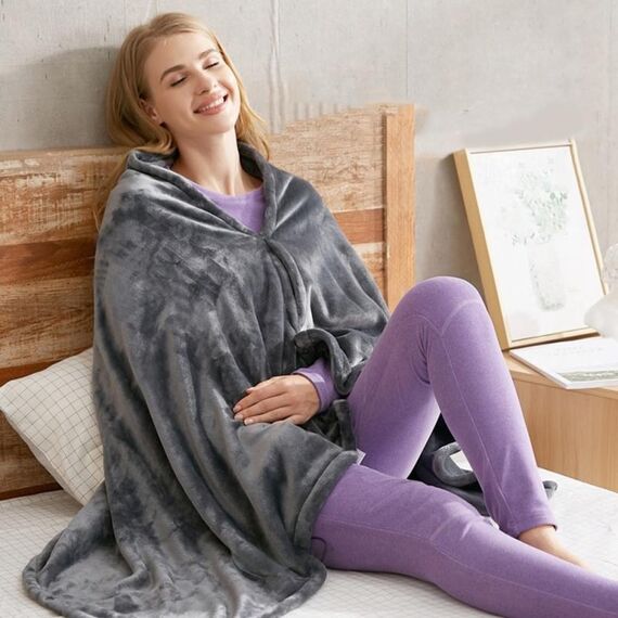 Controllo della temperatura a 3 velocità Riscaldamento a 8 zone Scaldacollo elettrico USB Coperta elettrica 150 x 85 cm (Grigio)