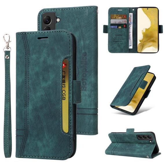 Per Samsung Galaxy S22 5G BETOPNICE Custodia per telefono in pelle con fibbia a doppio lato (verde)