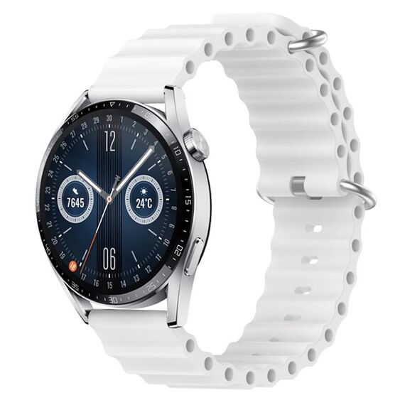 Per Huawei Watch GT3 46mm 22mm Cinturino in silicone a tinta unita stile oceano (bianco)