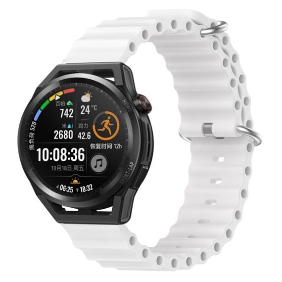 Per Huawei Watch GT Runner 22mm Cinturino in silicone a tinta unita stile oceano (bianco)