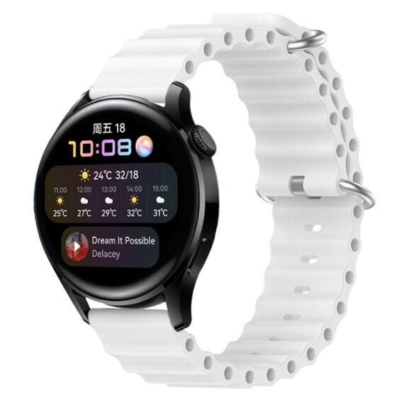 Per Huawei Watch 3 22mm Cinturino in silicone a tinta unita stile oceano (bianco)