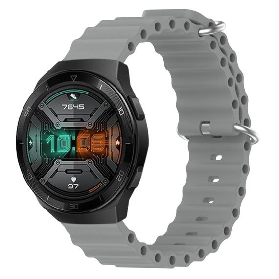 Per Huawei Watch GT 2E 22mm Cinturino in silicone a tinta unita stile oceano (grigio)