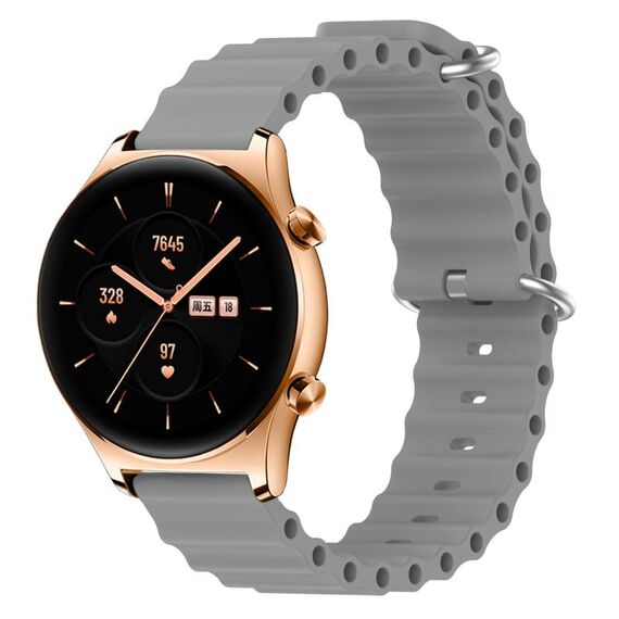 Cinturino per orologio For Honor Watch GS 3 22 mm in silicone a tinta unita stile oceano (grigio)