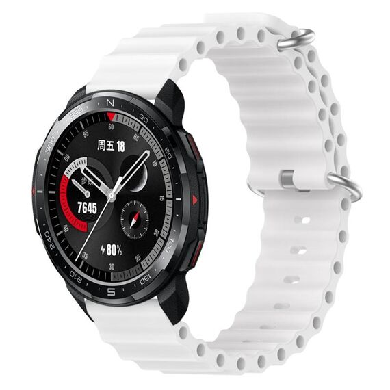 Cinturino per orologio For Honor Watch GS Pro 22mm in silicone a tinta unita stile oceano (bianco)