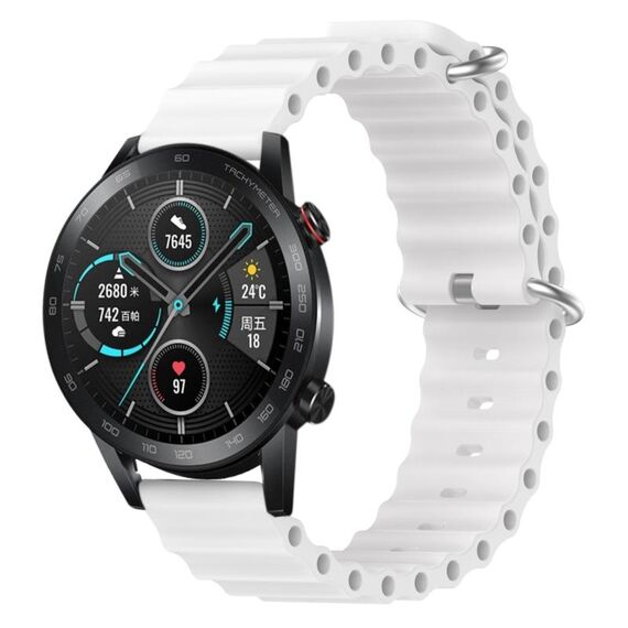 For Honor Magic Watch 2 46mm 22mm Cinturino in silicone a tinta unita stile oceano (bianco)