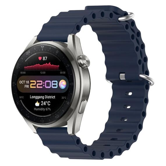 Per Huawei Watch 3 Pro Nuovo cinturino per orologio in silicone a tinta unita da 22 mm (blu scuro)