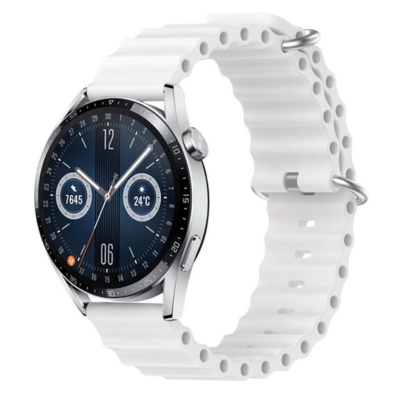 Per Huawei Watch GT3 42mm 20mm Cinturino in silicone a tinta unita stile oceano (bianco)