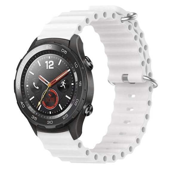 Per Huawei Watch 2 20mm Cinturino in silicone a tinta unita stile oceano (bianco)