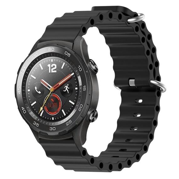 Per Huawei Watch 2 Cinturino per orologio in silicone a tinta unita da 20 mm stile oceano (nero)