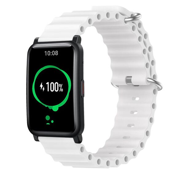 Cinturino per orologio For Honor Watch ES 20 mm in silicone a tinta unita stile oceano (bianco)