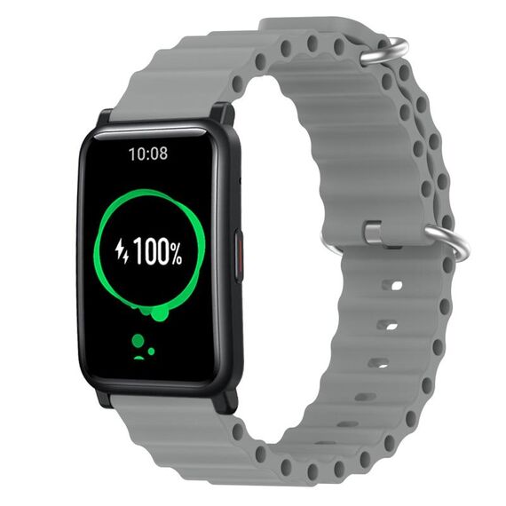 Cinturino per orologio For Honor Watch ES 20 mm stile oceano in silicone a tinta unita (grigio)