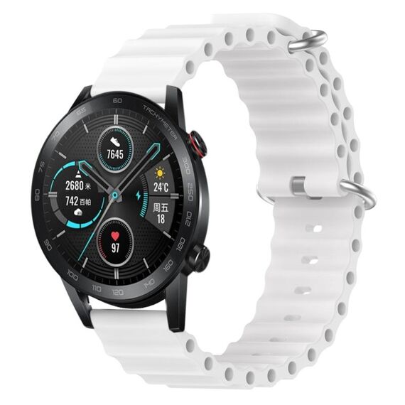 Per Honor MagicWatch2 42mm 20mm Cinturino in silicone a tinta unita stile oceano (bianco)