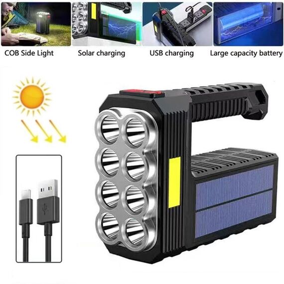 Lampada da campeggio a 8 LED impermeabile super luminosa a carica solare