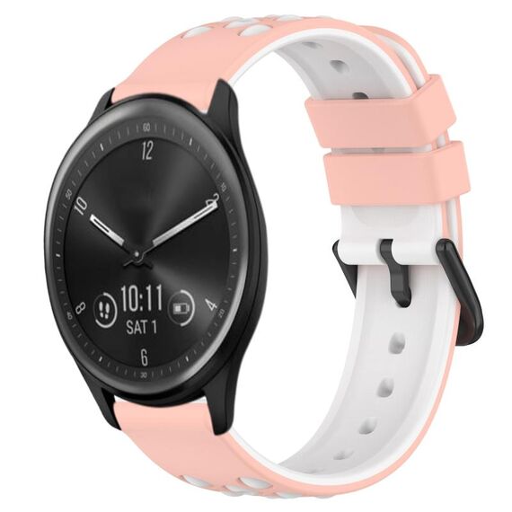 Per Garmin Vivomove Sport 20mm Cinturino in silicone poroso bicolore (rosa + bianco)