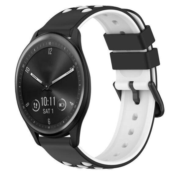 Per Garmin Vivomove Sport 20mm Cinturino in silicone poroso bicolore (nero + bianco)