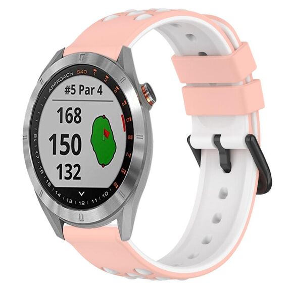 Per Garmin Approach S40 20mm Cinturino in silicone poroso bicolore (rosa + bianco)