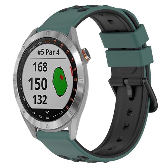 Per Garmin Approach S40 20mm Cinturino in silicone poroso bicolore (verde oliva + nero)