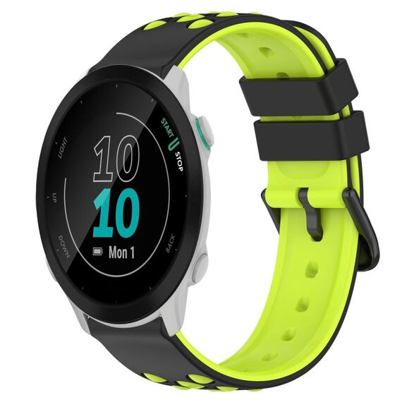 Per Garmin Forerunner 55 20mm Cinturino in silicone poroso bicolore (nero + verde lime)