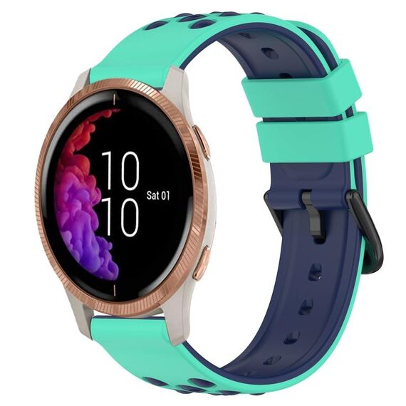 Per Garmin Venu 20mm Cinturino in silicone poroso bicolore (verde lime + blu)