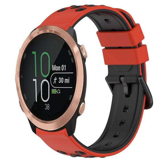 Per Garmin Forerunner 645 Music 20mm Cinturino in silicone poroso bicolore (rosso + nero)