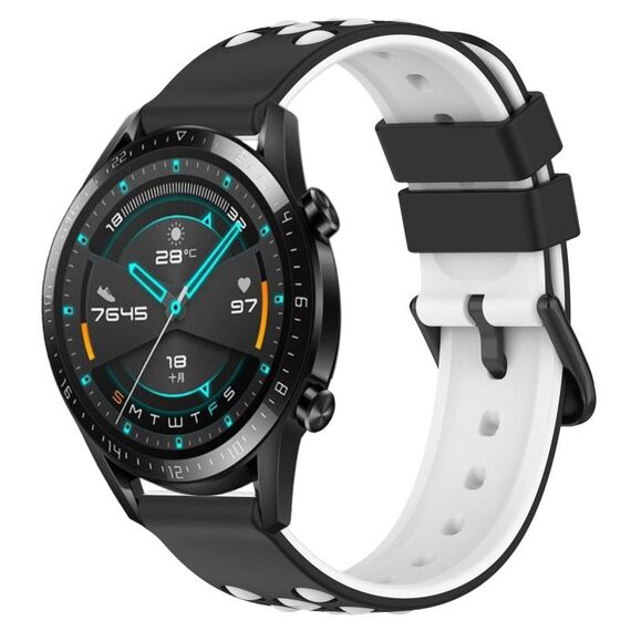 Per Huawei Watch GT2 42mm 20mm Cinturino in silicone poroso bicolore (nero + bianco)