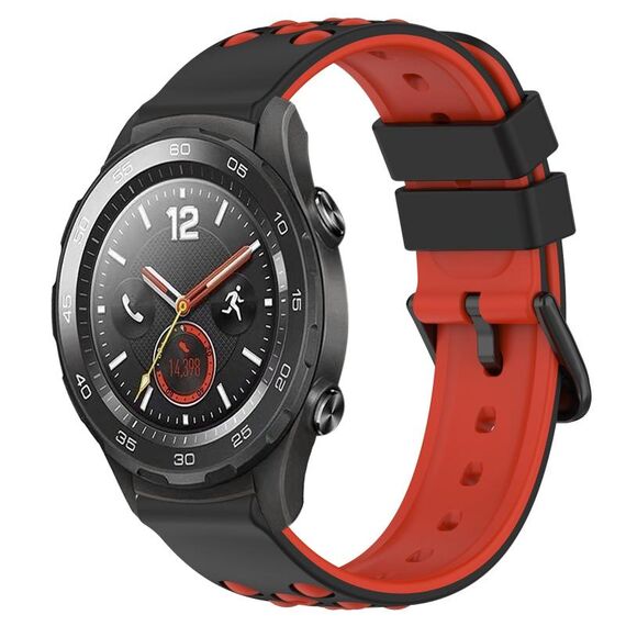 Per Huawei Watch 2 Cinturino in silicone poroso bicolore da 20 mm (nero + rosso)