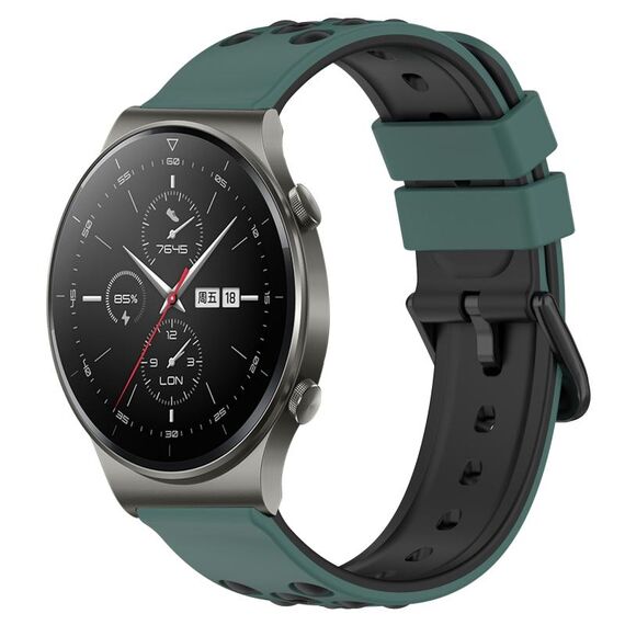 Per Huawei GT2 Pro 22mm Cinturino in silicone poroso bicolore (verde oliva + nero)