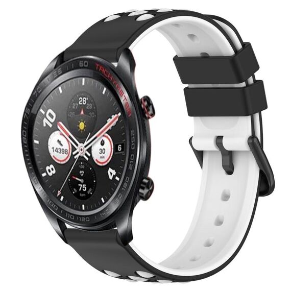 For Honor Watch Dream 22mm Cinturino in silicone poroso bicolore (nero + bianco)