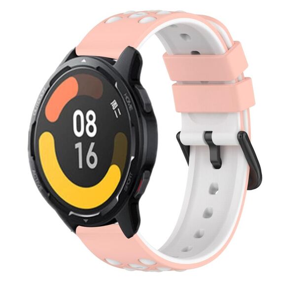 Per Xiaomi MI Watch Color 2 22mm Cinturino in silicone poroso bicolore (rosa + bianco)