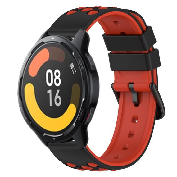 Per Xiaomi MI Watch Color 2 22mm Cinturino in silicone poroso bicolore (nero + rosso)
