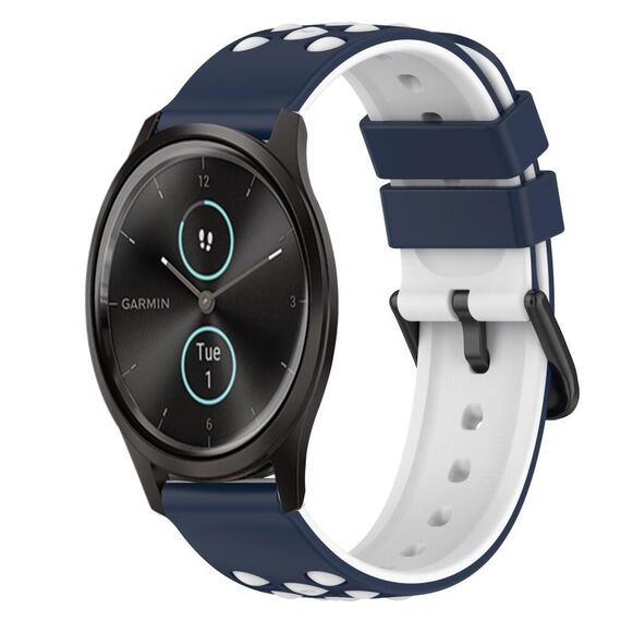 Per Garmin Garminmove Style 20mm Cinturino in silicone bicolore (blu notte + bianco)
