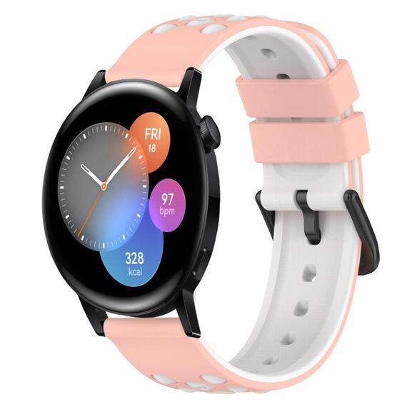 Per Huawei Watch GT3 42mm 20mm Cinturino in silicone bicolore (bianco + nero)
