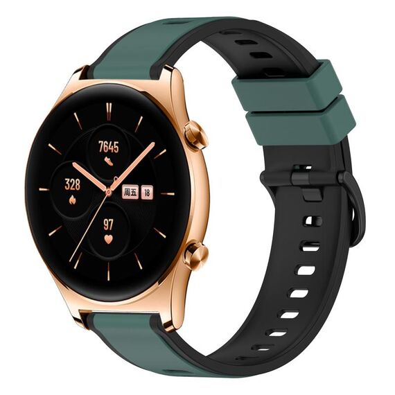 Cinturino per orologio in silicone bicolore For Honor Watch GS 3 22 mm (verde oliva + nero)