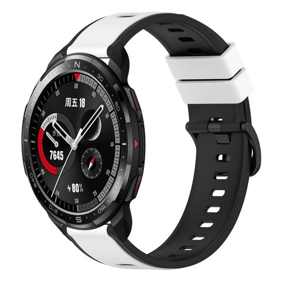 Cinturino per orologio in silicone bicolore For Honor Watch GS Pro 22mm (bianco + nero)