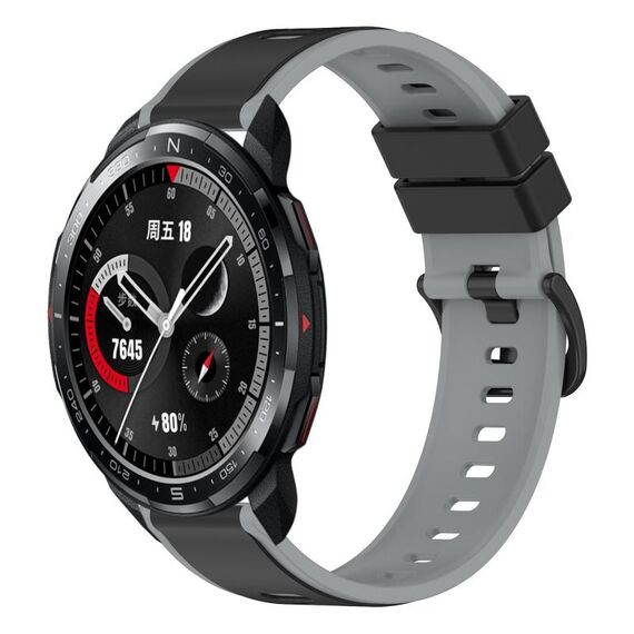 Cinturino per orologio in silicone bicolore For Honor Watch GS Pro 22mm (nero + grigio)