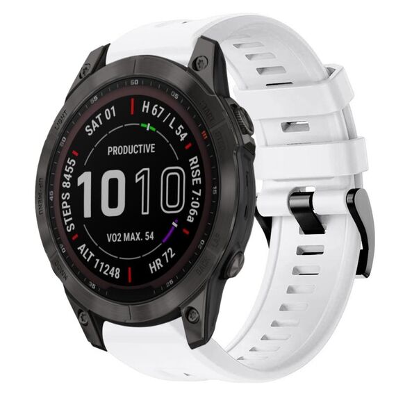 Per cinturino in silicone a tinta unita con fibbia in metallo Garmin Fenix 7 (bianco)