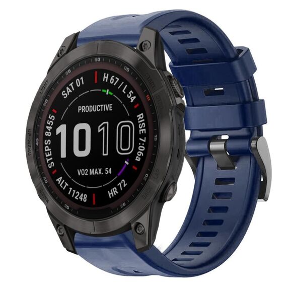 Per cinturino in silicone a tinta unita con fibbia in metallo Garmin Fenix 7 (blu notte)