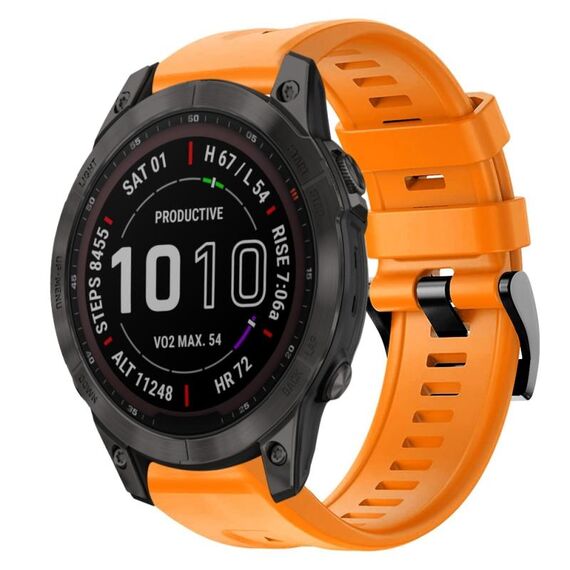 Per cinturino in silicone a tinta unita con fibbia in metallo Garmin Fenix 7 (arancione)