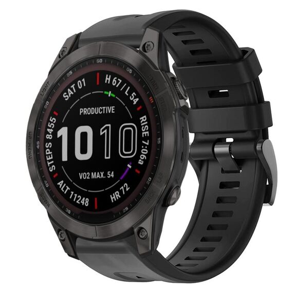 Per cinturino in silicone a tinta unita con fibbia in metallo Garmin Fenix 7 (nero)