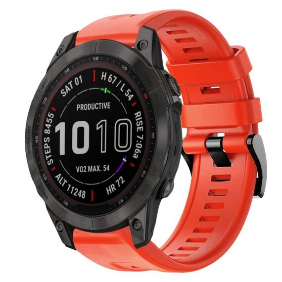 Per cinturino in silicone a tinta unita con fibbia in metallo Garmin Fenix 7 (rosso)