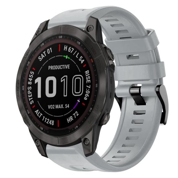 Per cinturino in silicone a tinta unita con fibbia in metallo Garmin Fenix 7 (grigio)