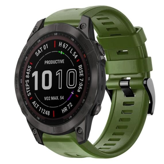 Per cinturino in silicone a tinta unita con fibbia in metallo Garmin Fenix 7 (verde militare)