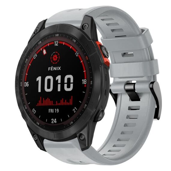 Per Garmin Fenix ​​7 Cinturino per orologio in silicone a tinta unita con fibbia in metallo solare (grigio)