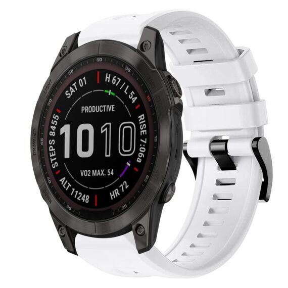 Cinturino per orologio in silicone a tinta unita con fibbia in metallo solare Garmin Fenix 7 Sapphire (bianco)