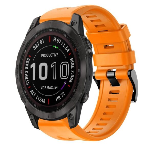 Cinturino per orologio in silicone a tinta unita con fibbia in metallo solare Garmin Fenix 7 Sapphire (arancione)